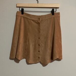 Dance & Marvel Tan Button-Up Skater Skirt